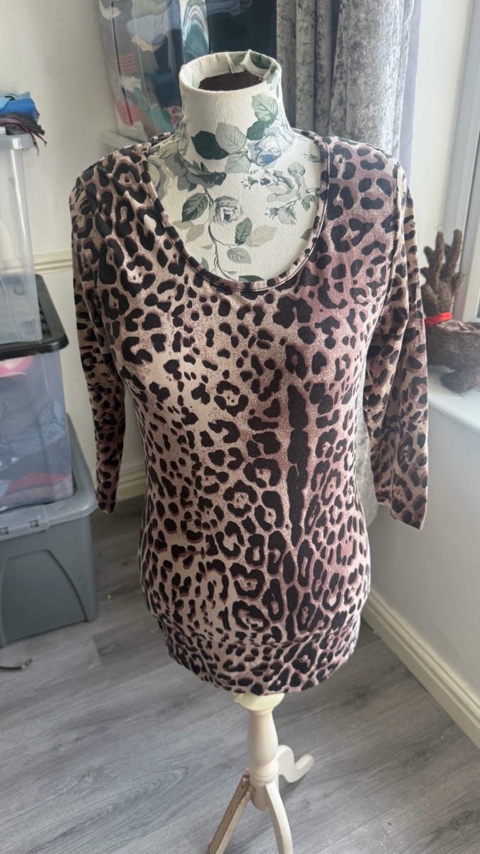 F&F Leopard Print Longline Top UK 14