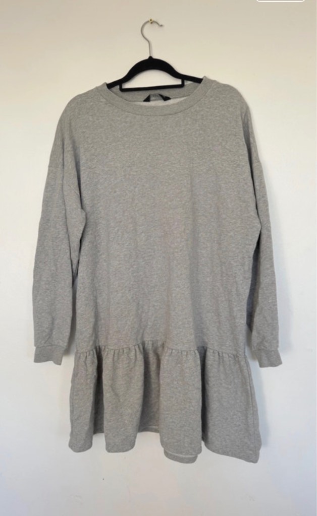 F&F Grey Smock Dress Size 18 Ladies Long Sleeve Jersey Casual Tunic Style