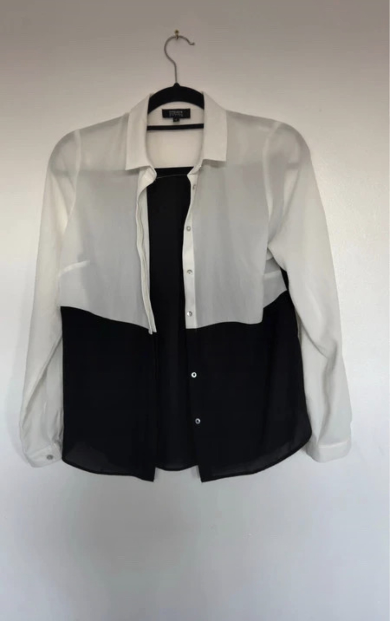 Papaya Petite Size 8 Black & White Sheer Blouse – Smart Casual Button-Up Shirt