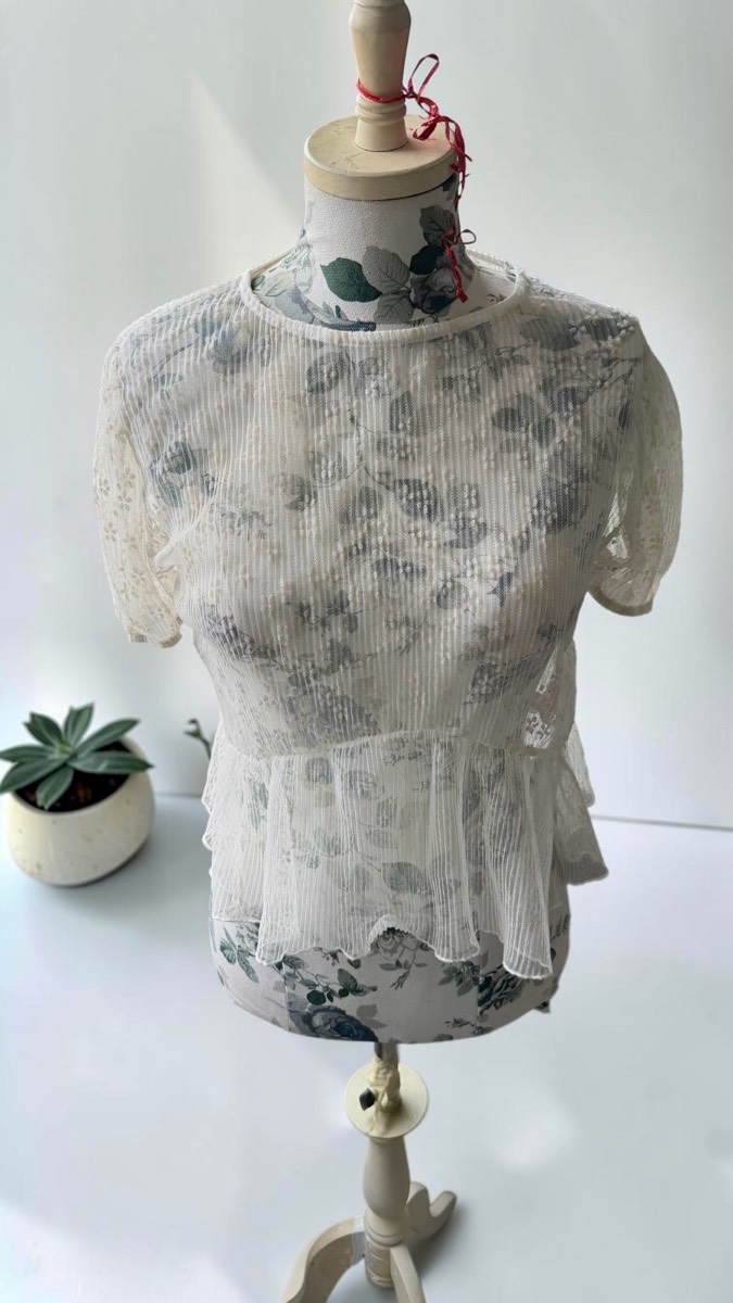 Primark White Sheer Peplum Top UK 10