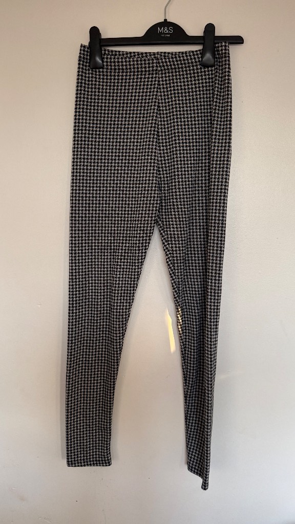 Candy Couture Houndstooth Leggings Age 14 Black White Stretch Skinny Trousers