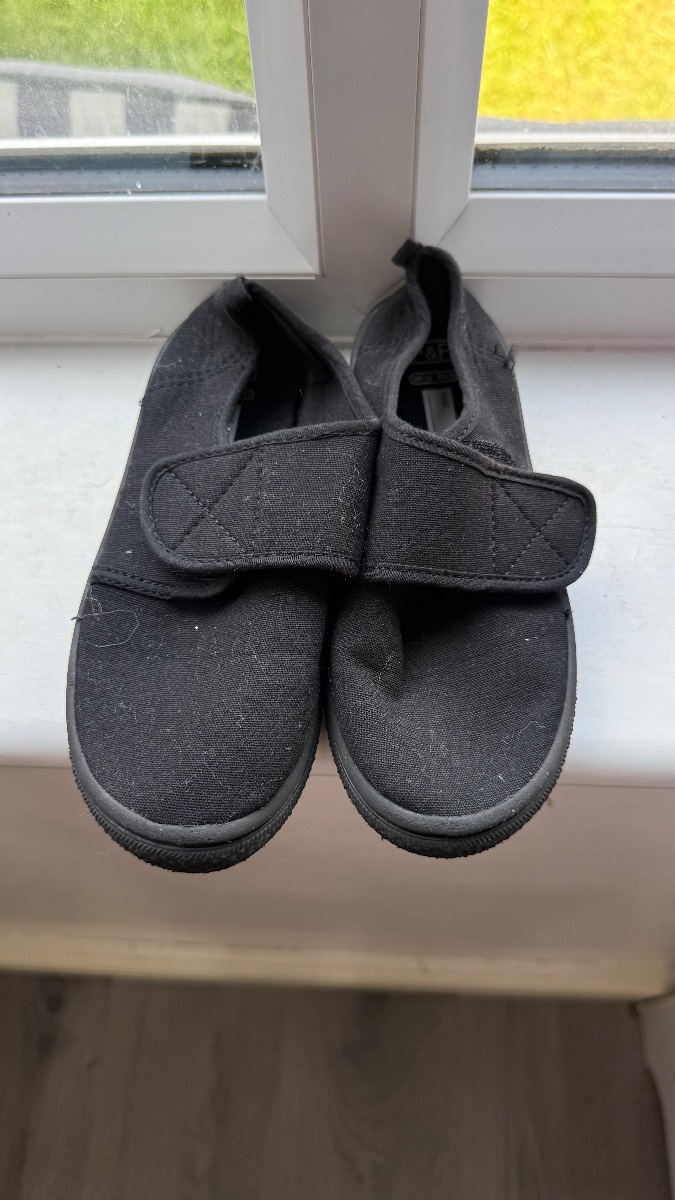 F&F Black School Plimsolls UK 12 EU 31
