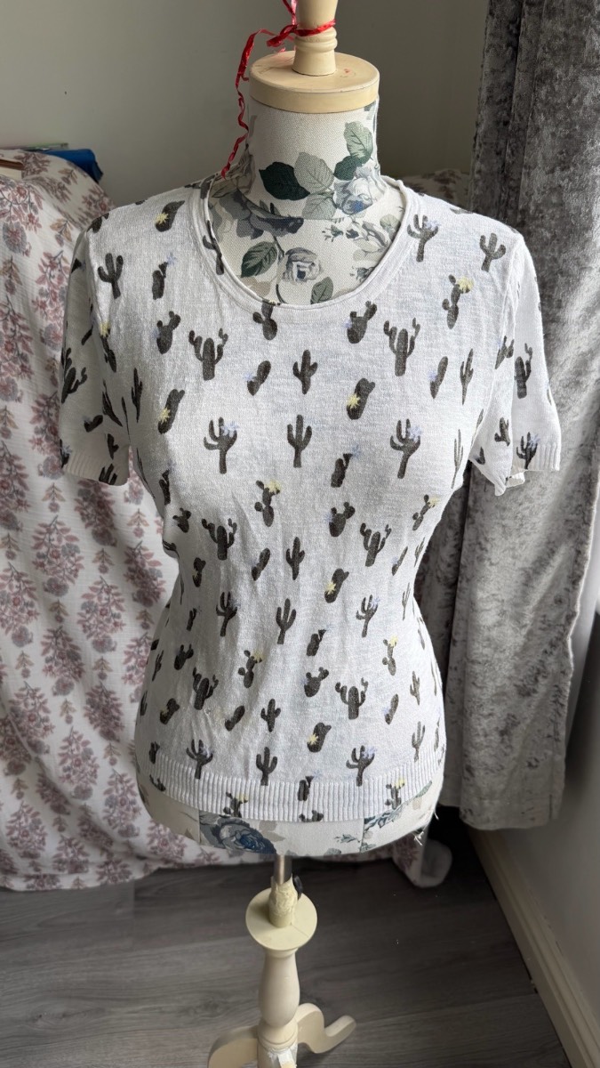 Gerry Weber White Cactus Print Knit Top UK 12