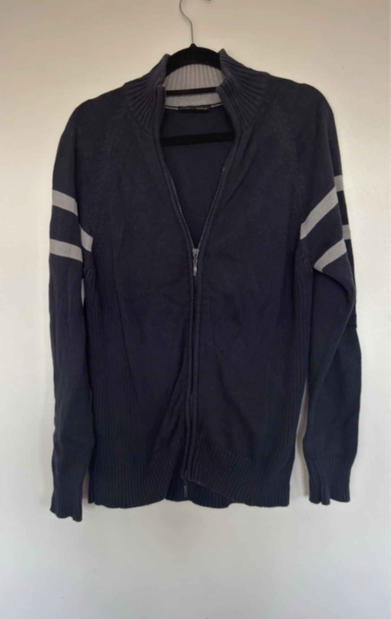 Cedar Wood State Navy Zip-Up Jumper – Size L – Casual Knit Sweater