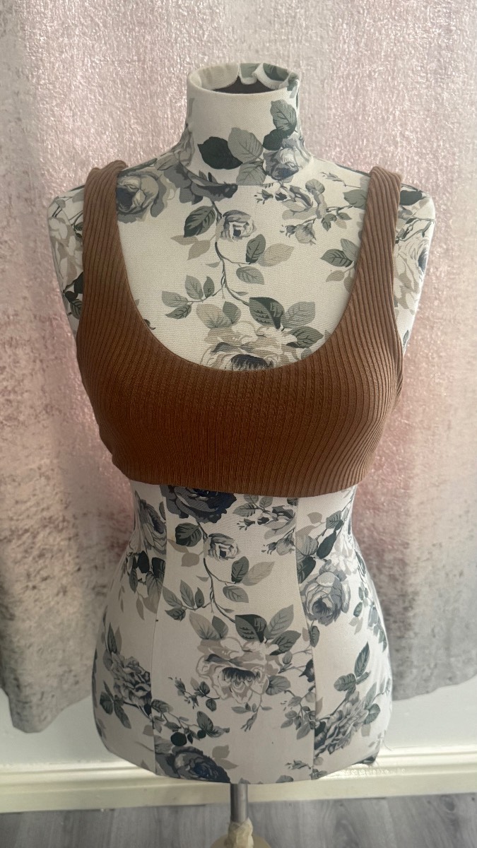 Zara Brown Ribbed Crop Top Size M