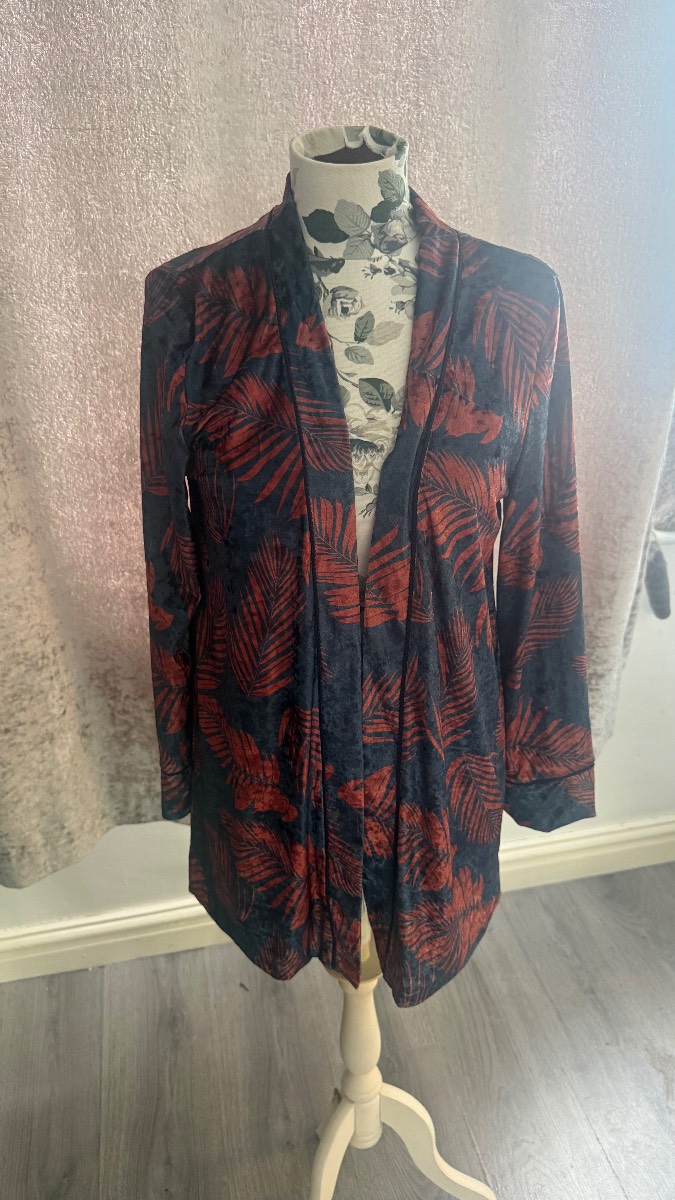 Grace & Mila Velvet Burnout Open Front Jacket M BNWT