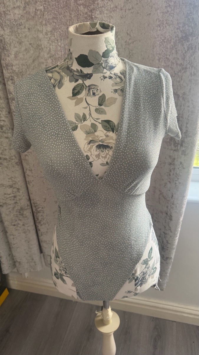 Atmosphere Silver Glitter Bodysuit UK 10