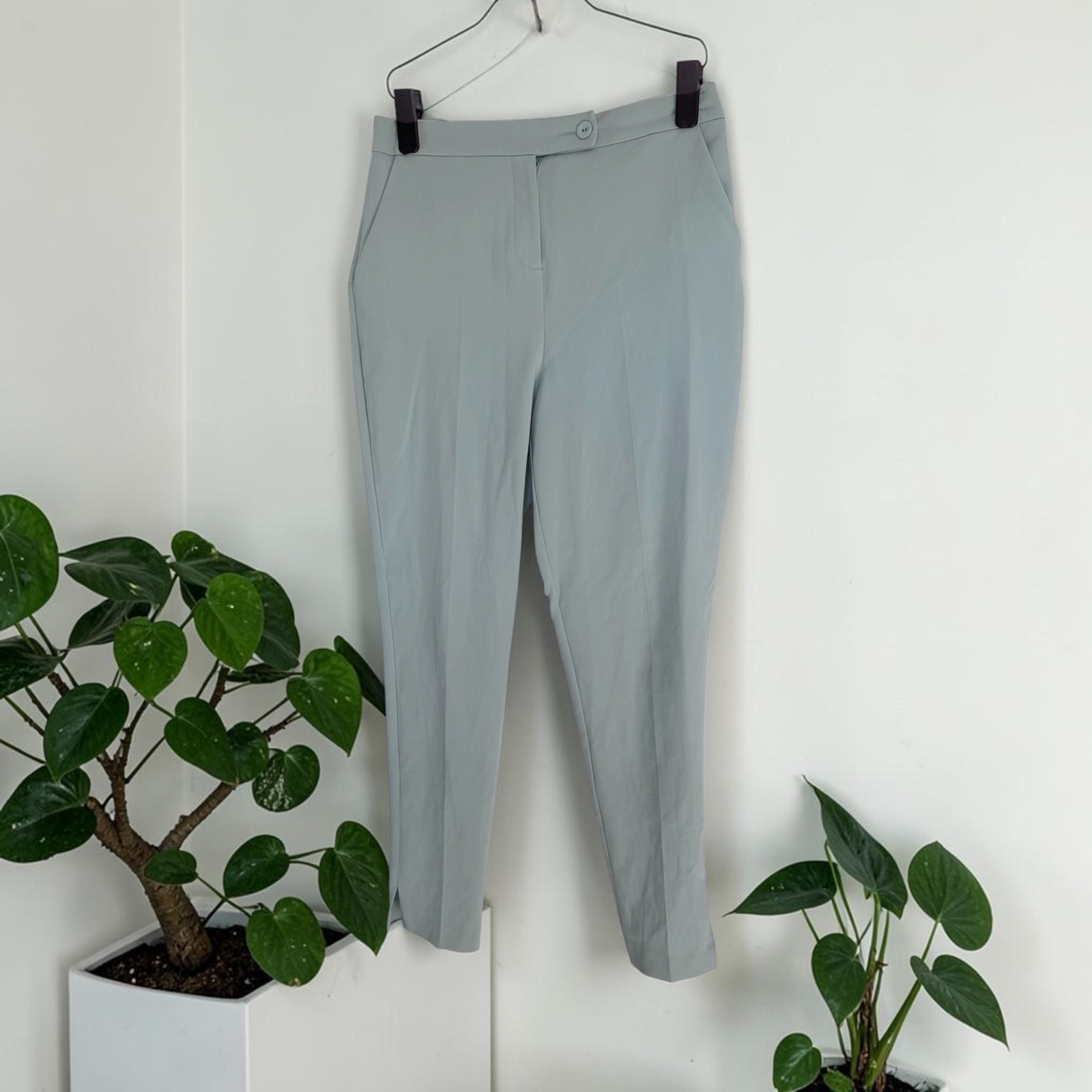 Very Mint Green Smart Tapered Trousers UK 12 Ankle Cigarette Office Work Tailored