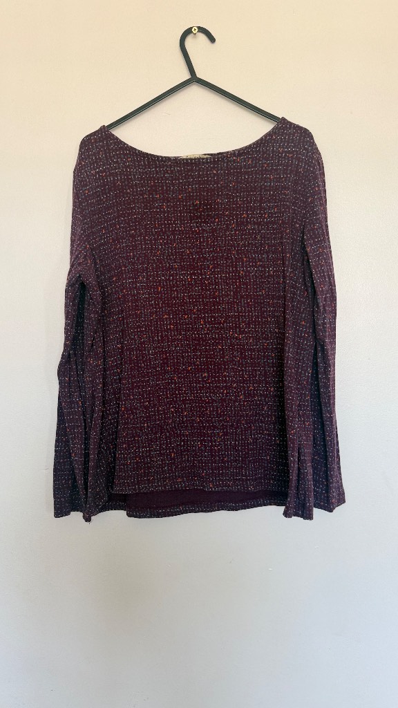 Lily Originals Size 14 Burgundy Speckled Long Sleeve Top Relaxed Fit Casual