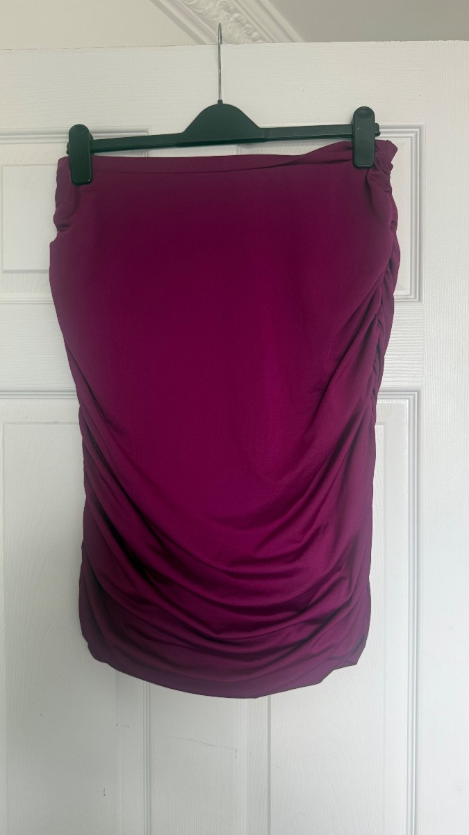 Ashley Brooke Burgundy Ruched Pencil Skirt UK 16