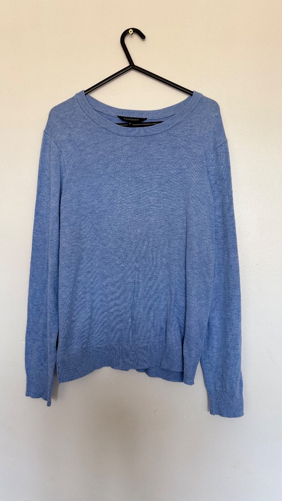 Peacocks Light Blue Fine Knit Jumper Size 14 Women's Crew Neck Lightweight Sweater