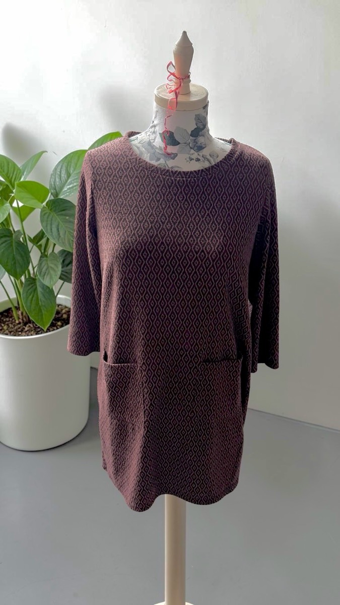 TU Burgundy Geometric Tunic Dress UK 12 With Pockets
