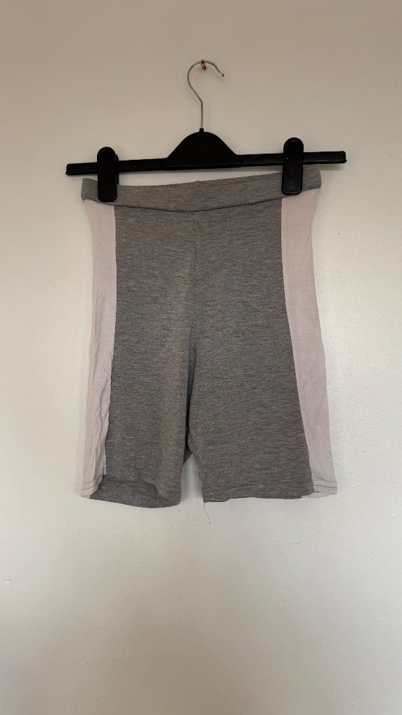Missguided Grey & White Colour Block Cycling Shorts UK 6 High Waist Stretch Biker Shorts