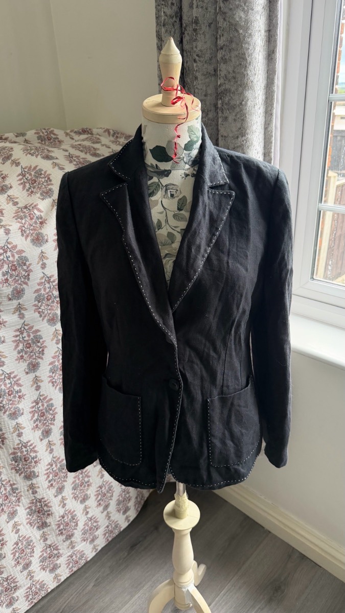 Planet Black Linen Blazer UK 12 Smart Tailored Jacket