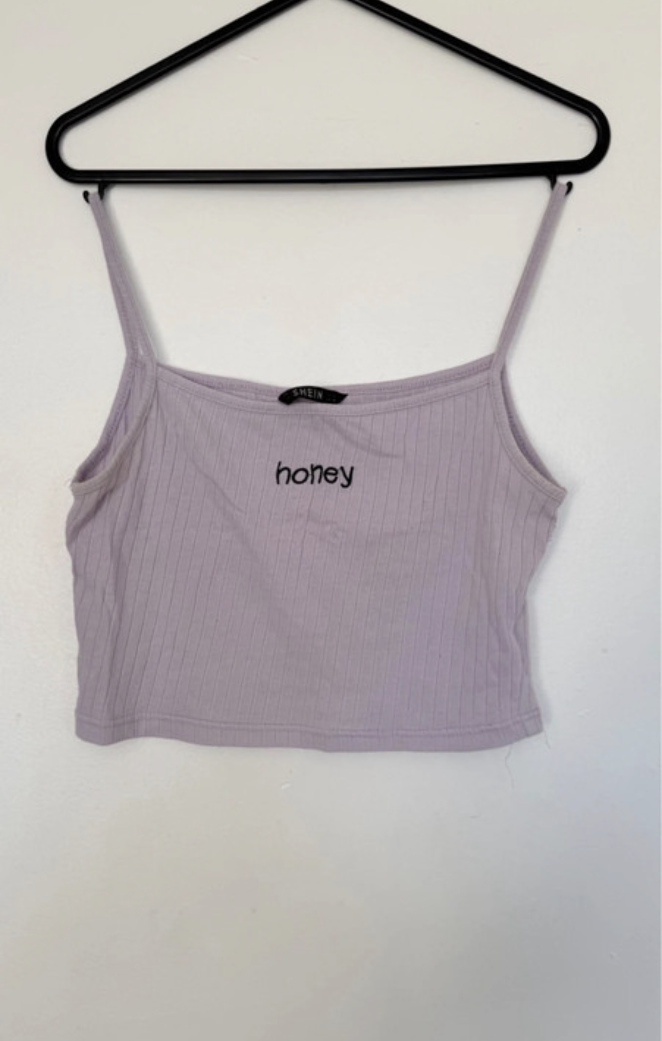 SHEIN Honey Ribbed Crop Top Size M | Lilac Cami | Summer Stretch Vest