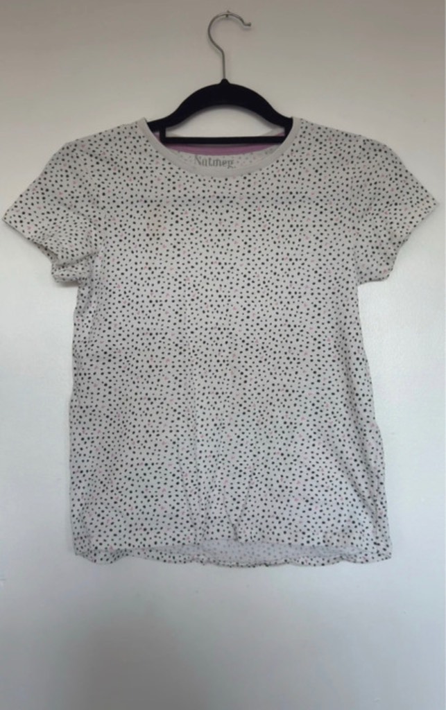 Nutmeg Girls Polka Dot T-Shirt – Size 10–11 Years – White & Black