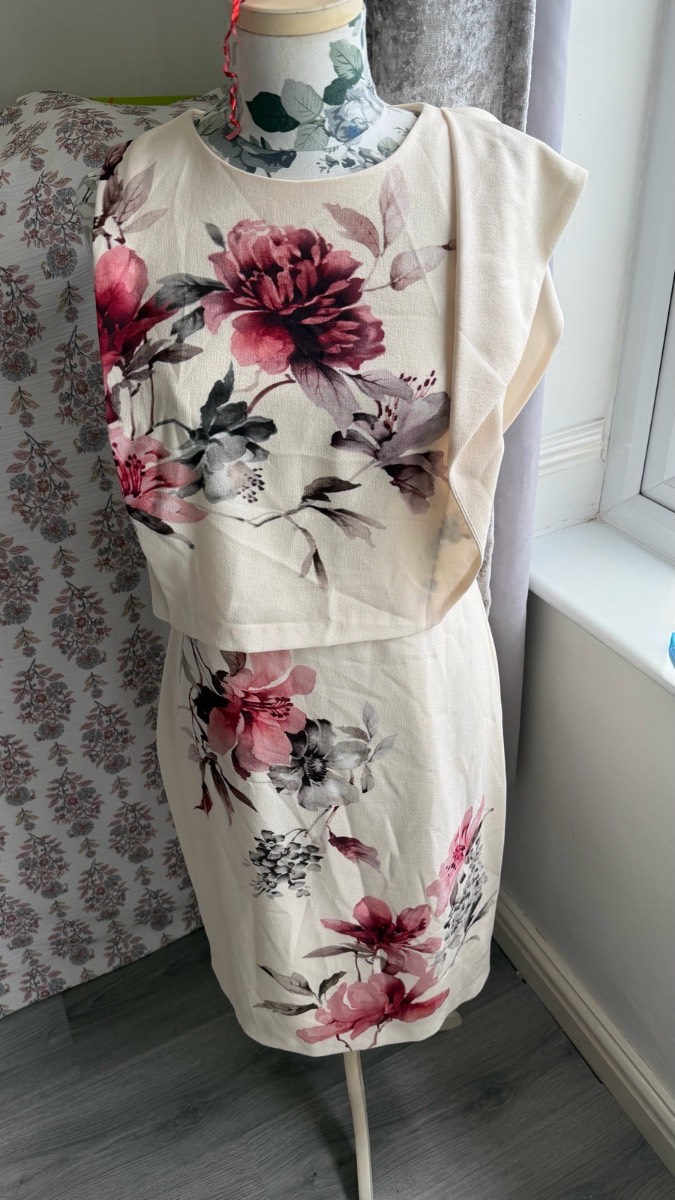 Phase Eight Cream Floral Occasion Dress UK 14