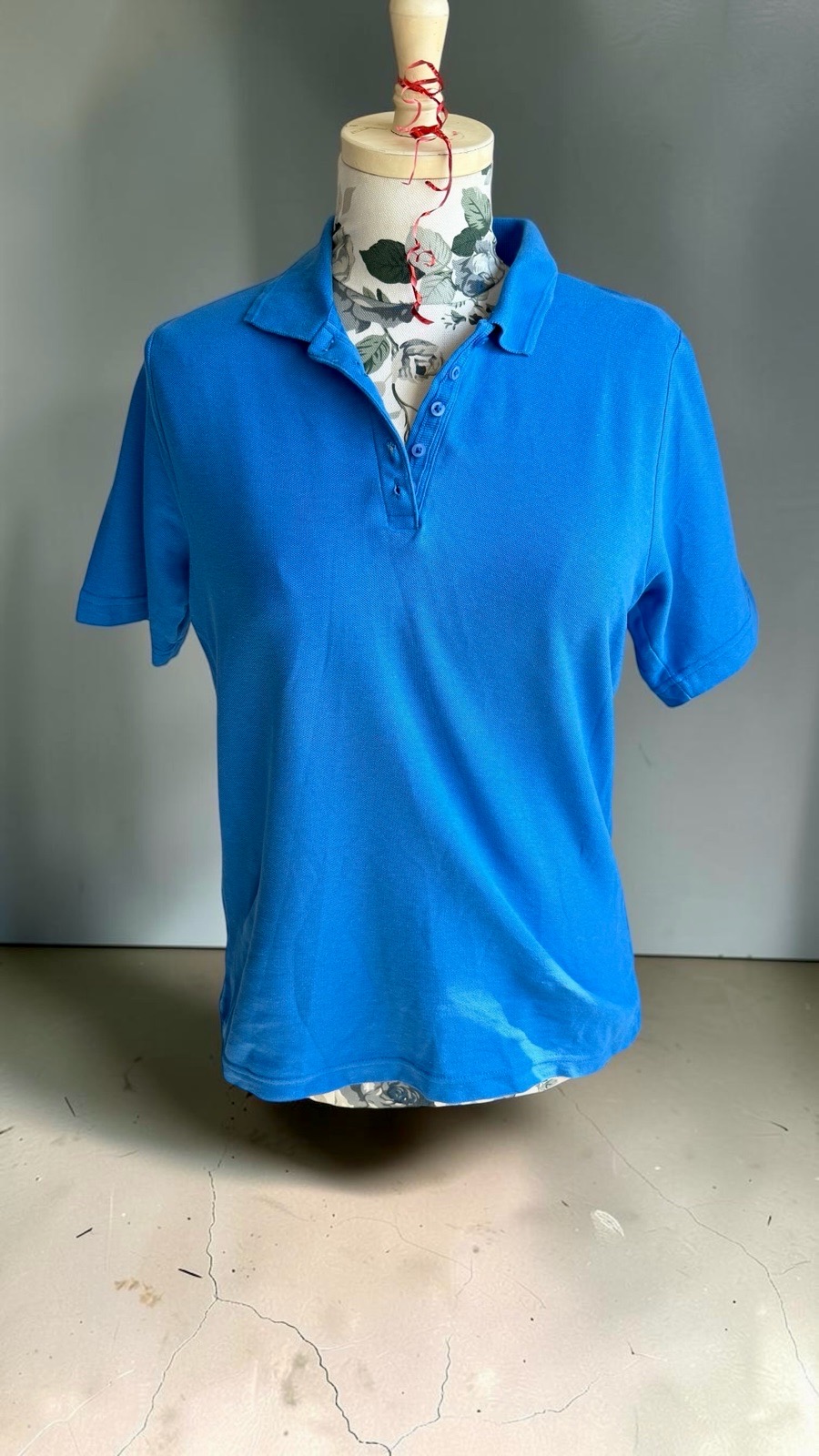 Isle Essentials Blue Polo Shirt Womens M UK 14-16 100% Cotton Short Sleeve