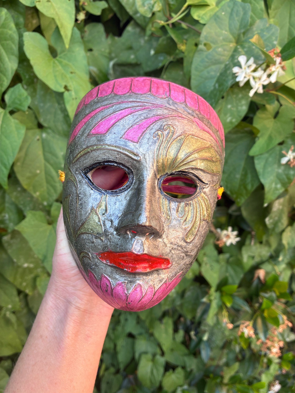 Venetian style masquerade mask wall decoration metal and enamel