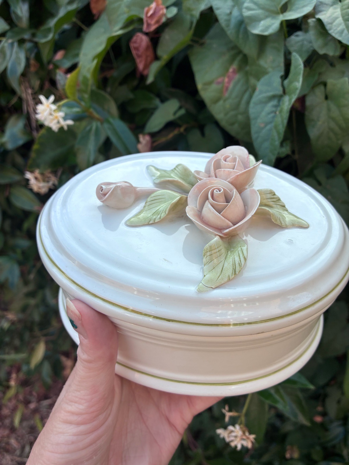 Floral trinket pot Made In Italy Marco Polo Ceramics