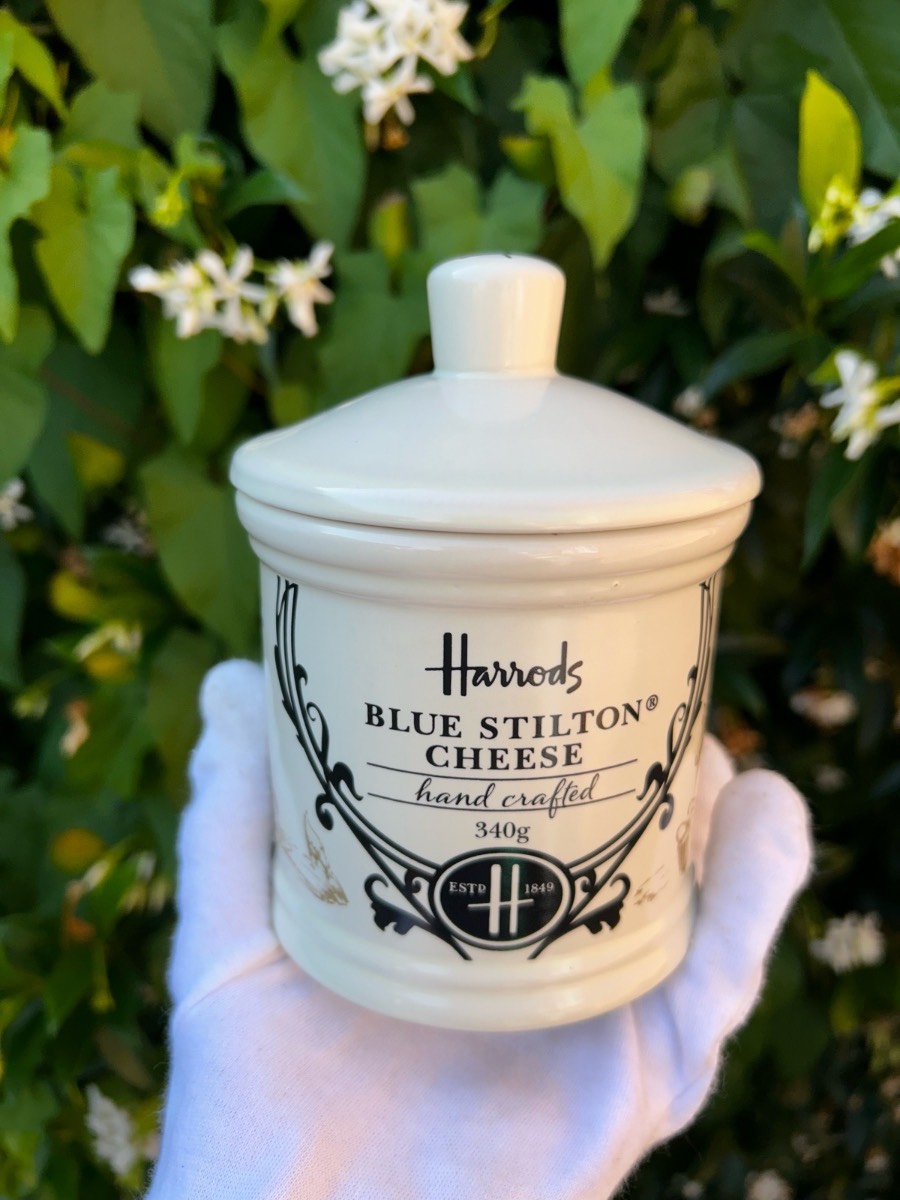 Harrods Stilton Cheese jar with lid cottagecore kitchen storage