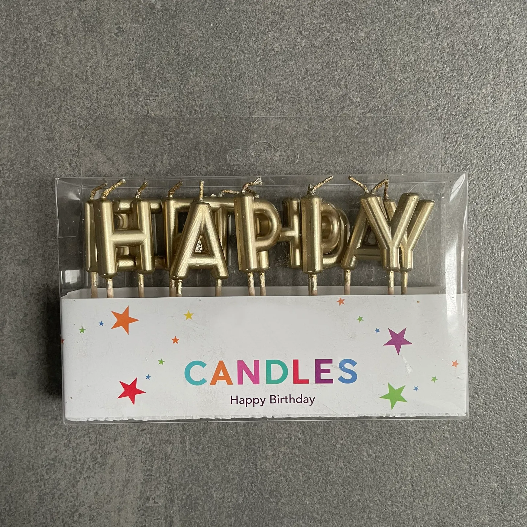 HAPPY BIRTHDAY Gold Party Candles Cake Topper