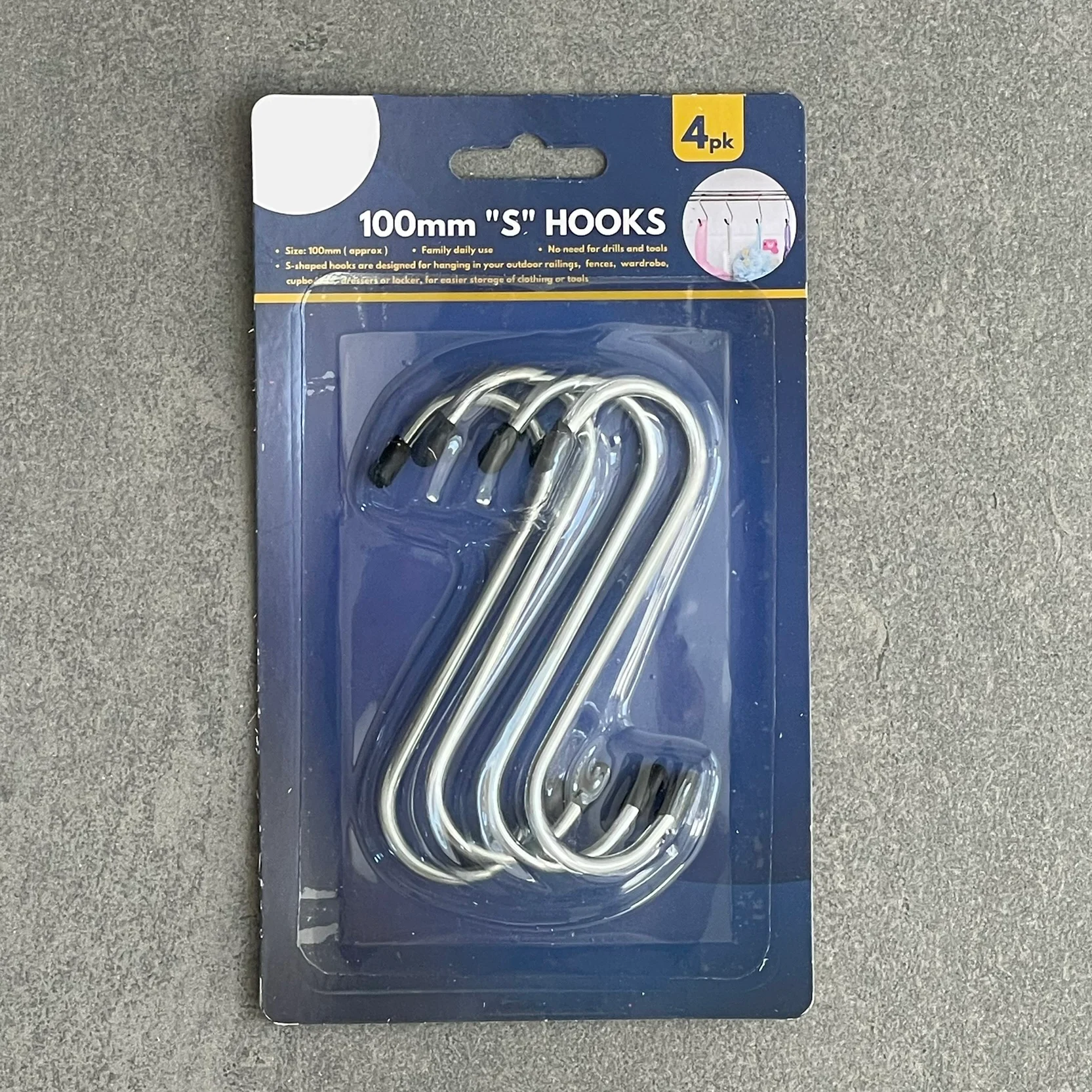 4x 100mm 10cm S Hooks for Hanging all sorts of items in the House Home Garden Garage Shed or Worksho