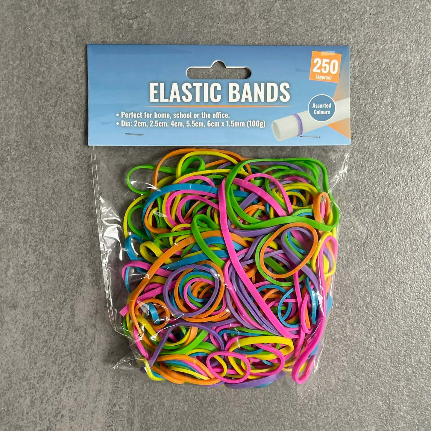 Pack of elastic bands coloured colourful