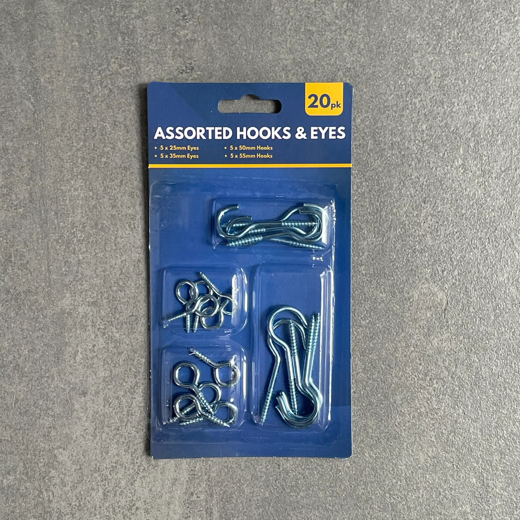 20 Screw & Fixing Steel Assorted Size Cup Hooks & Screws Eye Bolt Set Mixed Hook