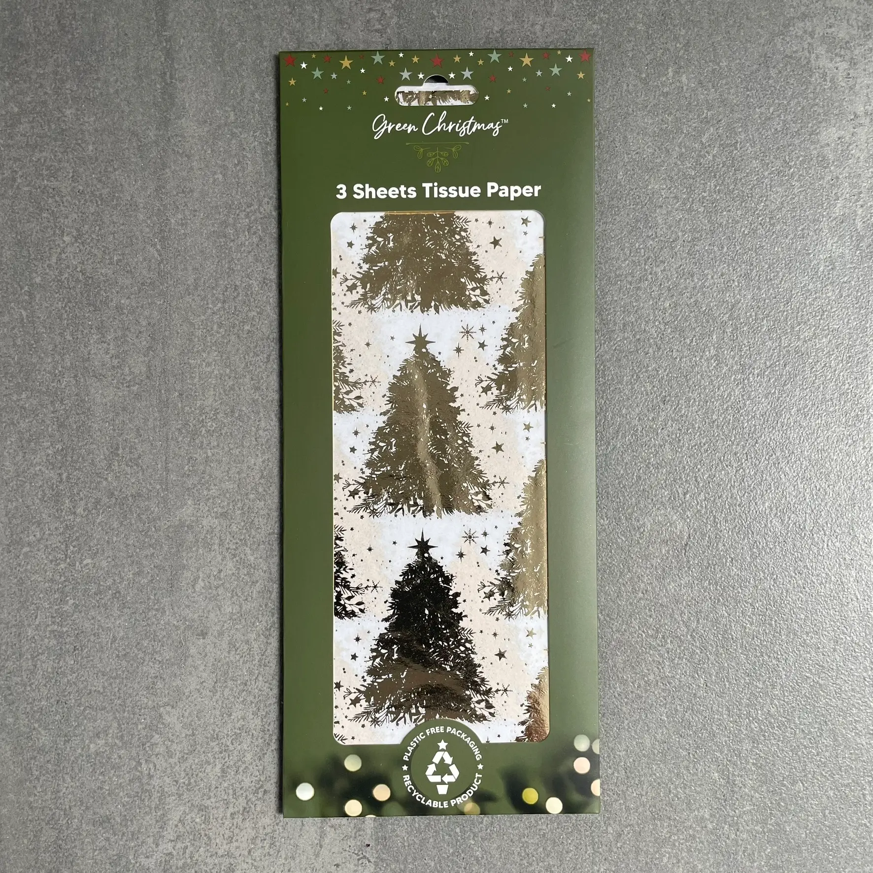 Gold Foil Christmas Tissue Paper (3 Sheets) for Wrapping Presents and Gifts etc