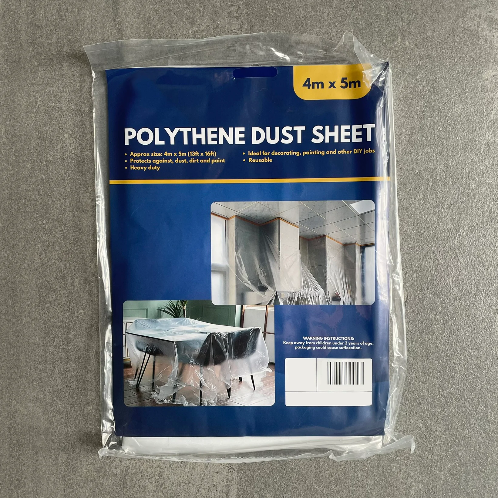 Large Polythene Dust Sheet 5m x 4m Ideal for decorating, painting and other DIY jobs