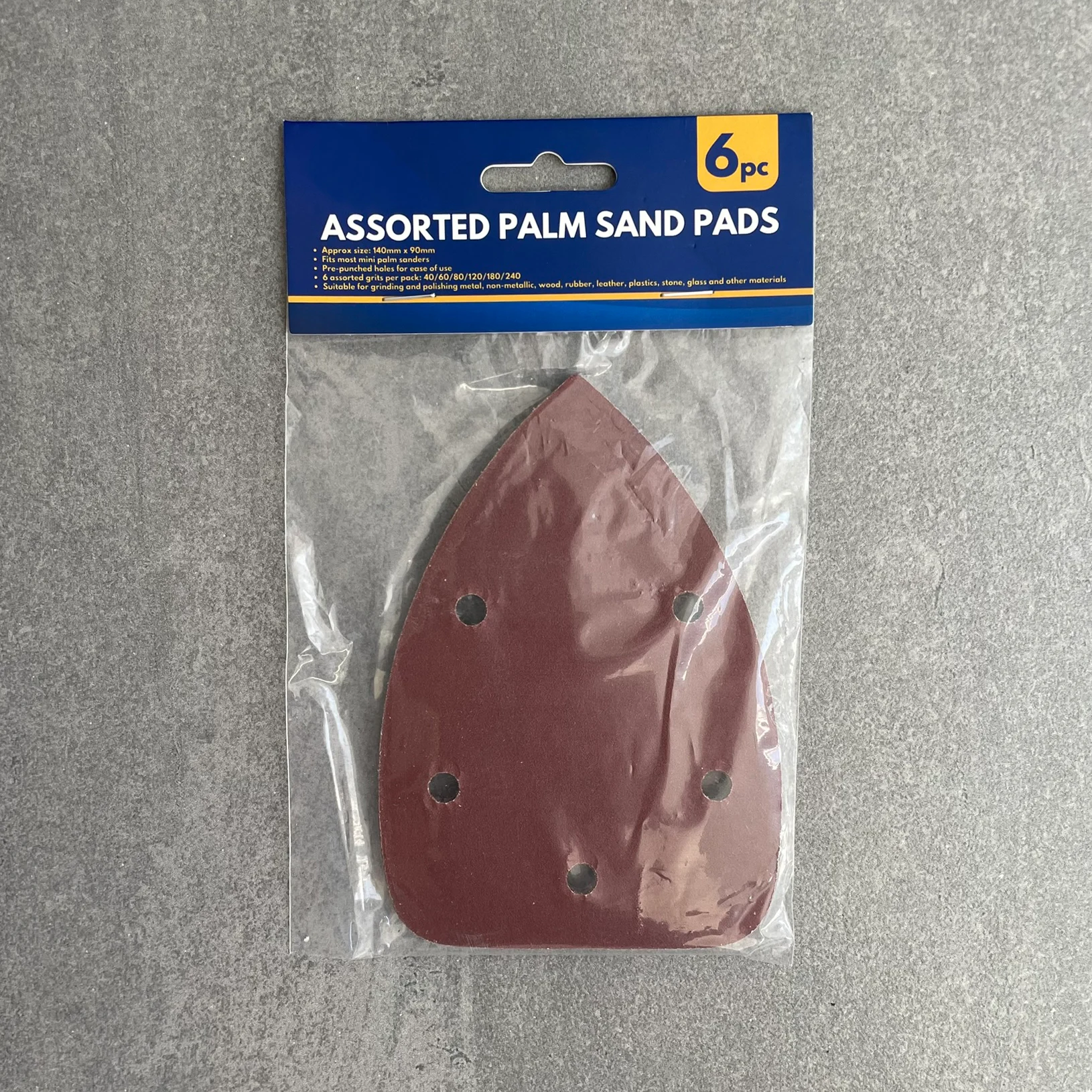 6 Palm Sander Sanding Pads Discs Sheets Assorted Grade Coarse Hole Punched +