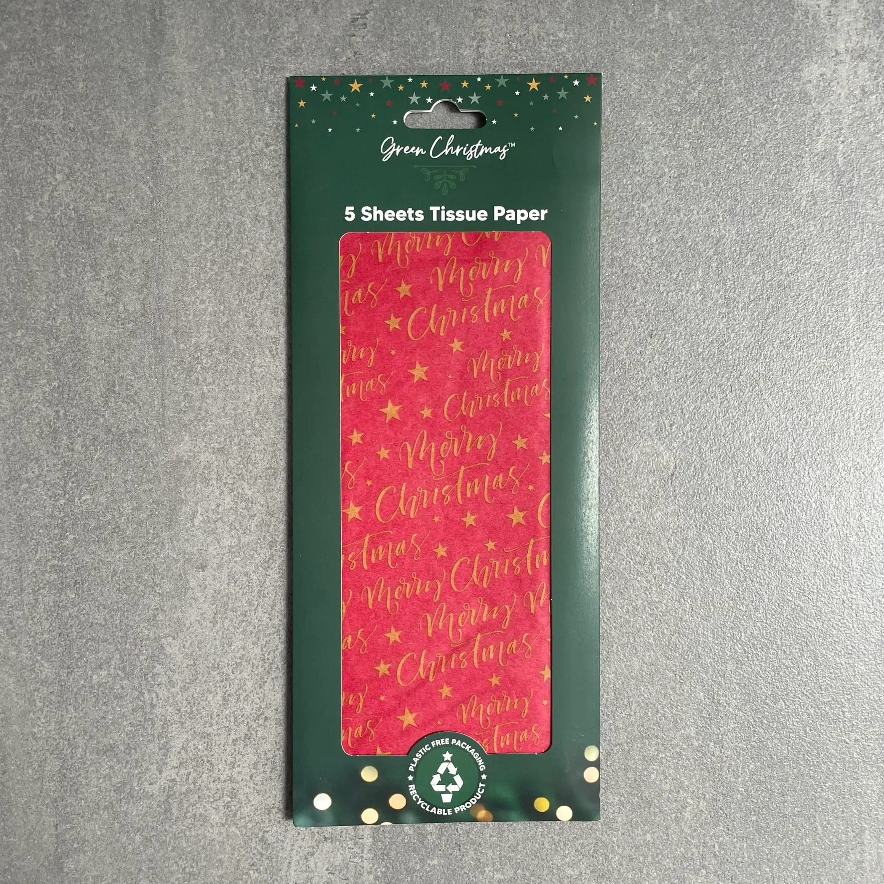 Red with Gold Merry Christmas Tissue Paper (5 Sheets) for Wrapping Presents and Gifts etc