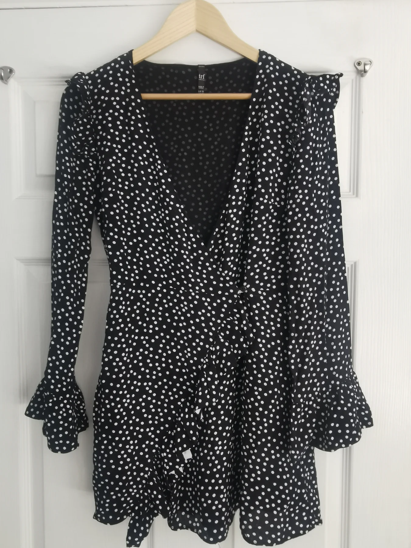 Zara black and white polka dot playsuit size xs