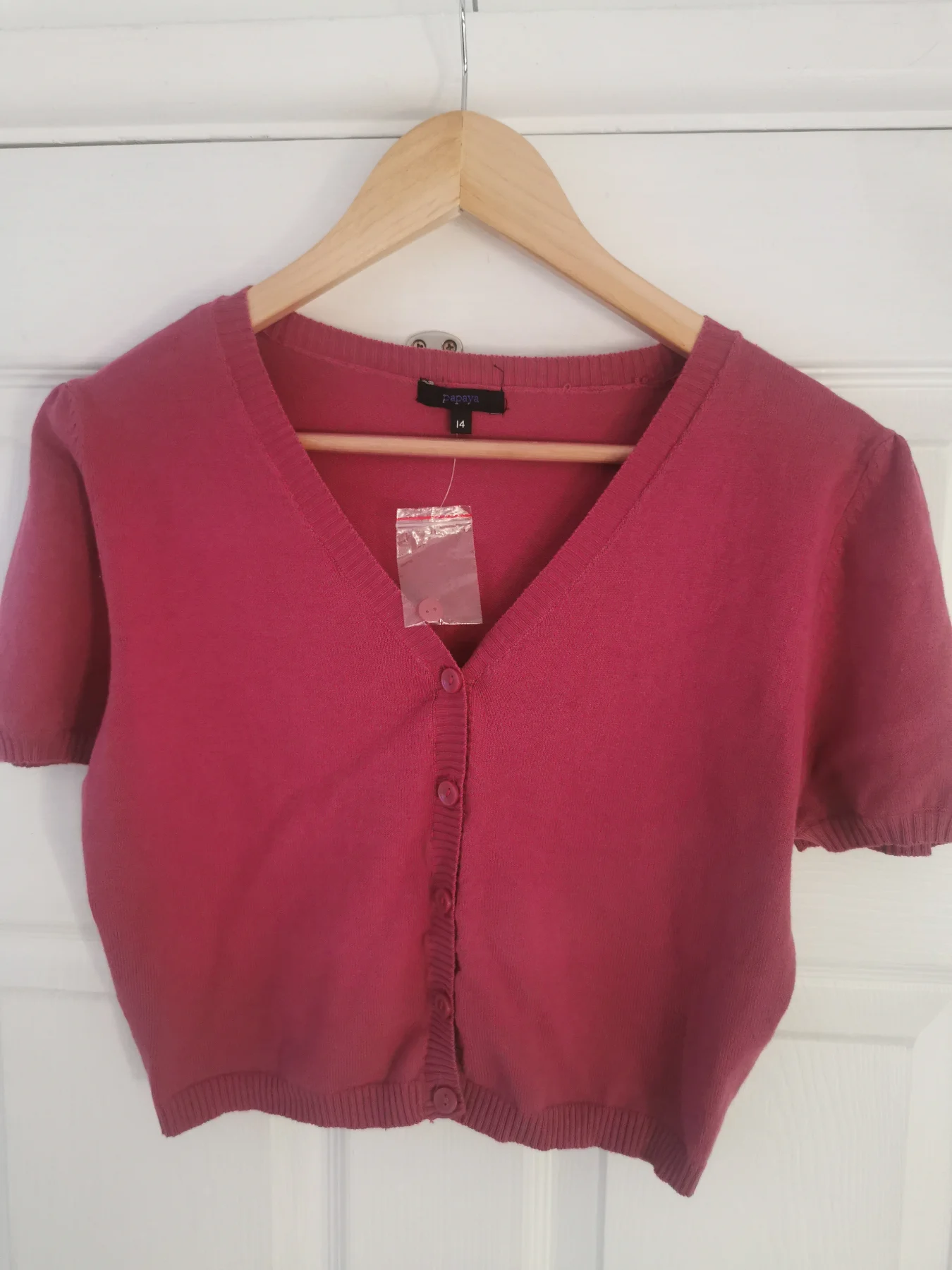 Papaya pink short sleeve cropped cardigan size 14