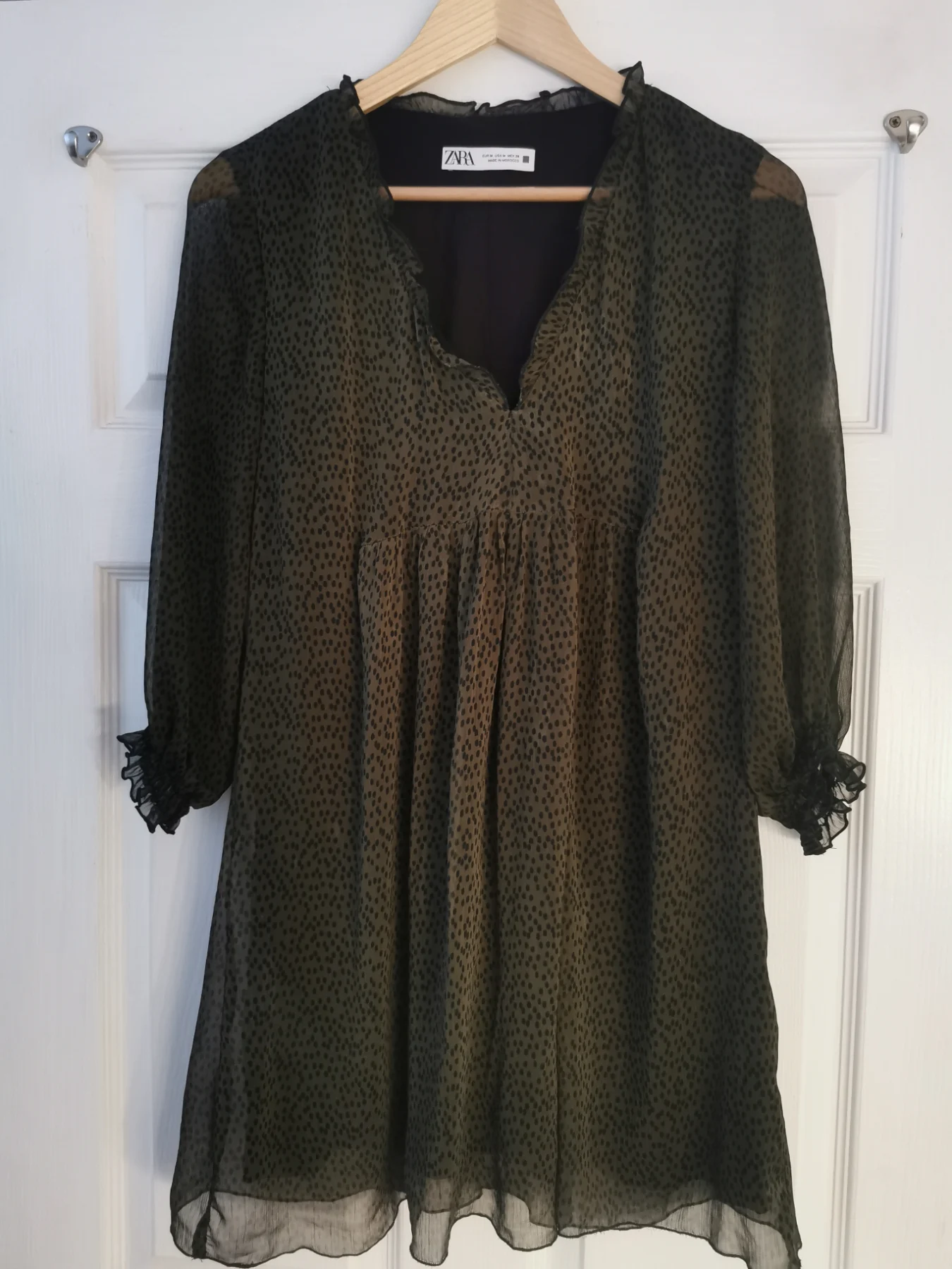 Zara khaki smock style dress size medium