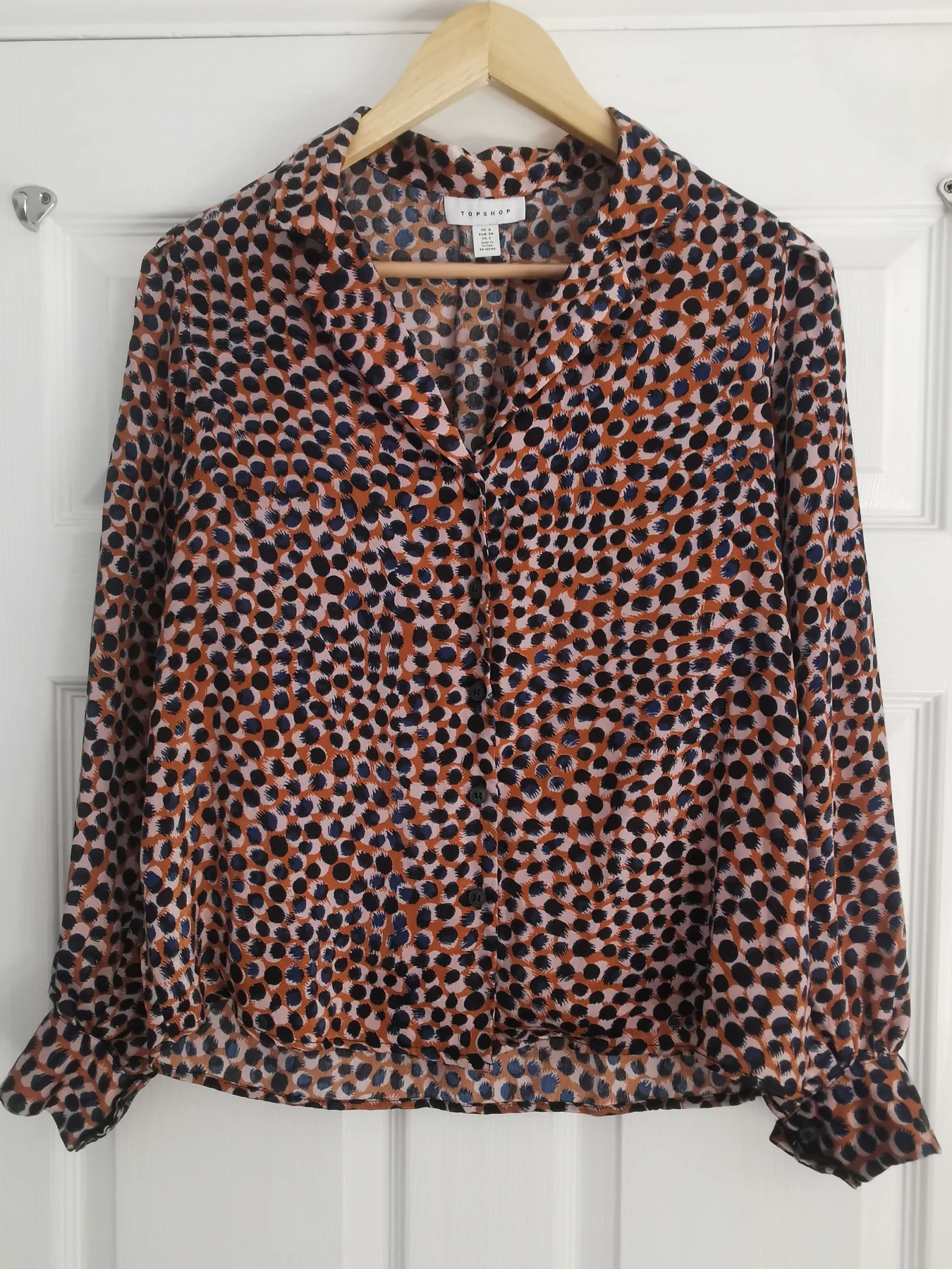 Topshop brown mix blouse size 6
