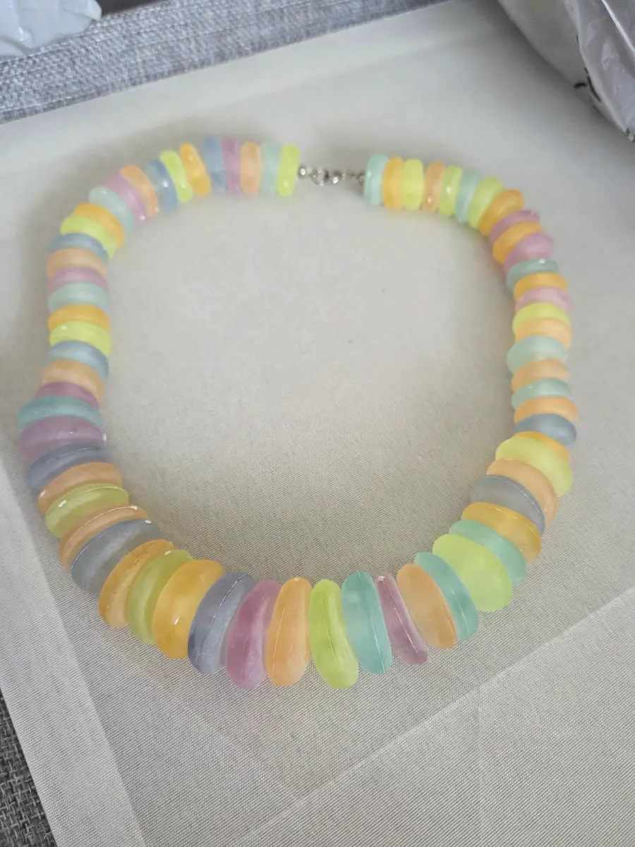 Pastel Rainbow Disc Bead Necklace christmas guft birthday festival pride