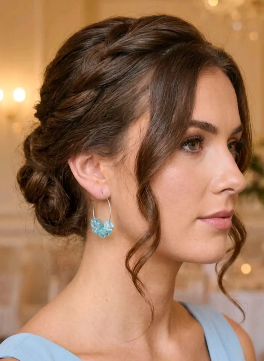 Handmade Blue iced glass bead hoop earrings holiday beach gift