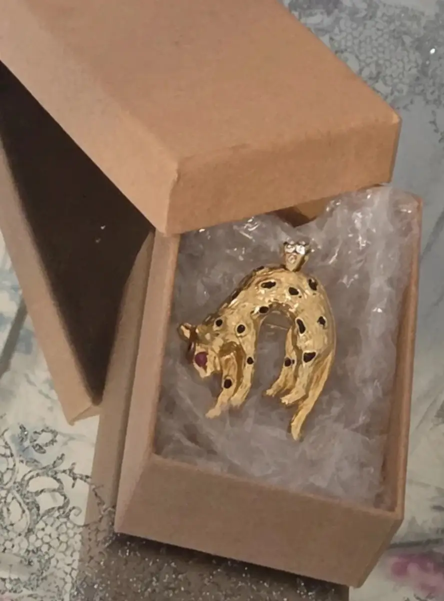 Panther Leopard Cheetah Pendant Brooch Design Vintage 80s