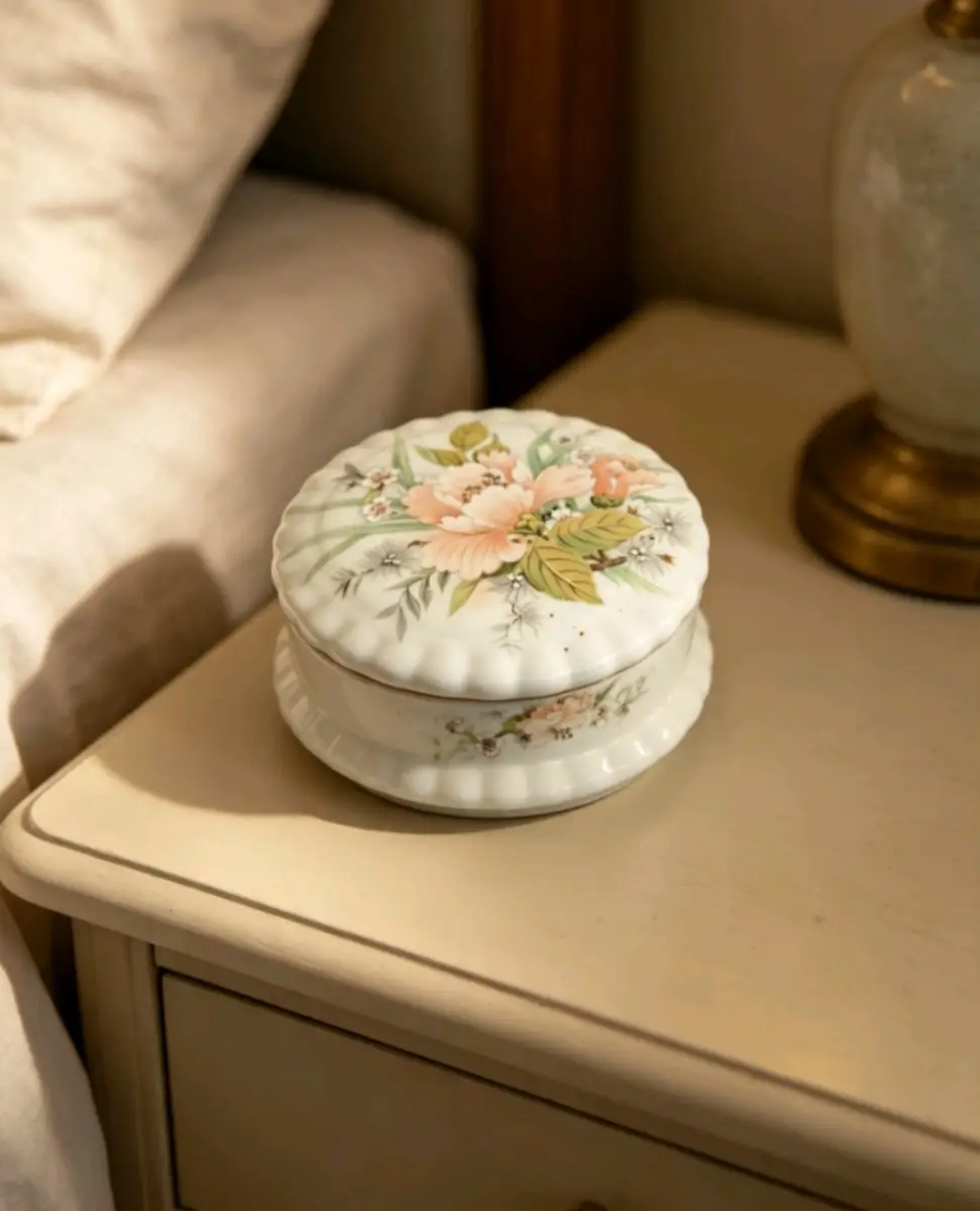 Southfields Fine Bone China Floral Lidded Trinket Box  Vintage English Porcelain