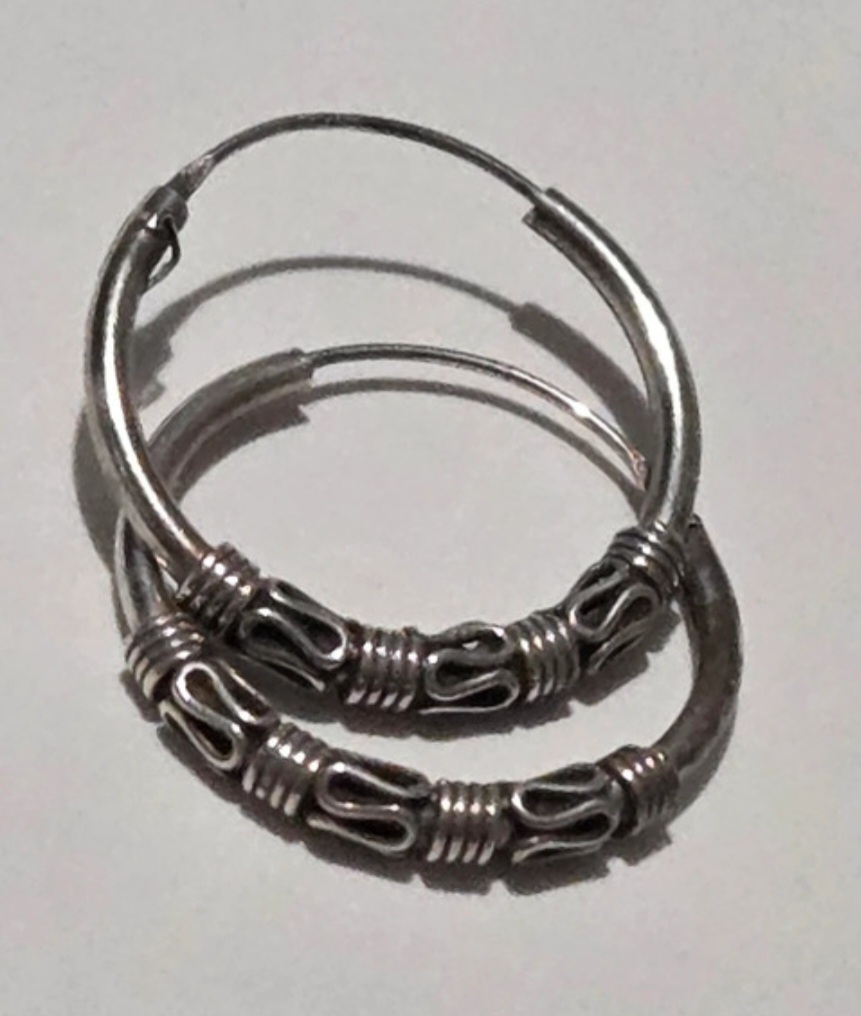 Sterling silver hoops bali style boho