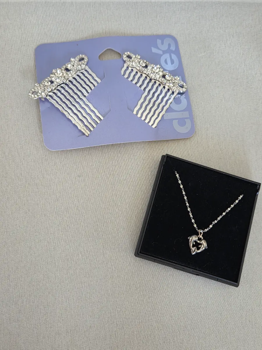 Dolphine necklace and crystal hair slide childrens jewellry christmas birthday gift