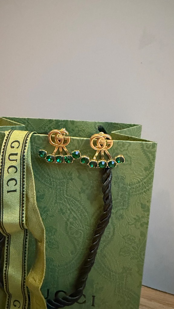 Gucci green stones earrings