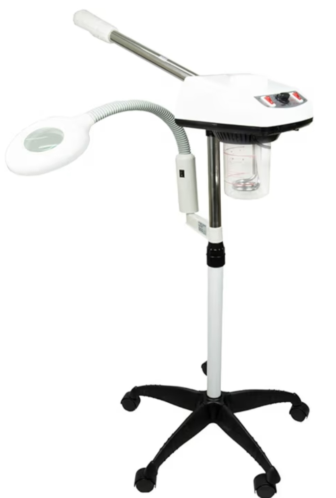 Facial steamer 5x magnifying lamp 2-in-1 adjustable height