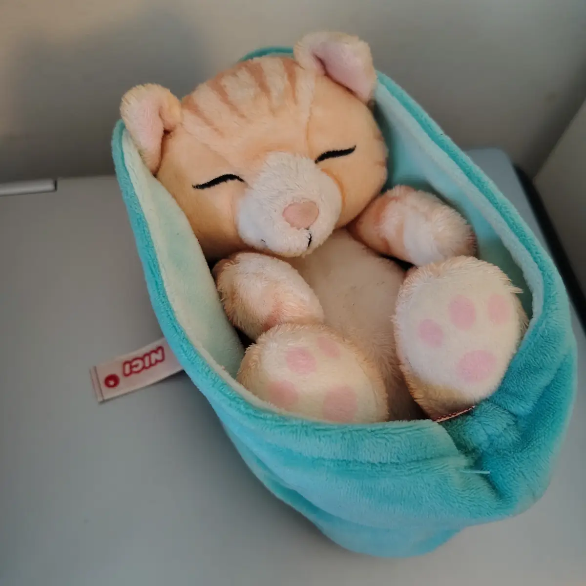 NICI Sleeping Pets Cat Plush with Blue Bed