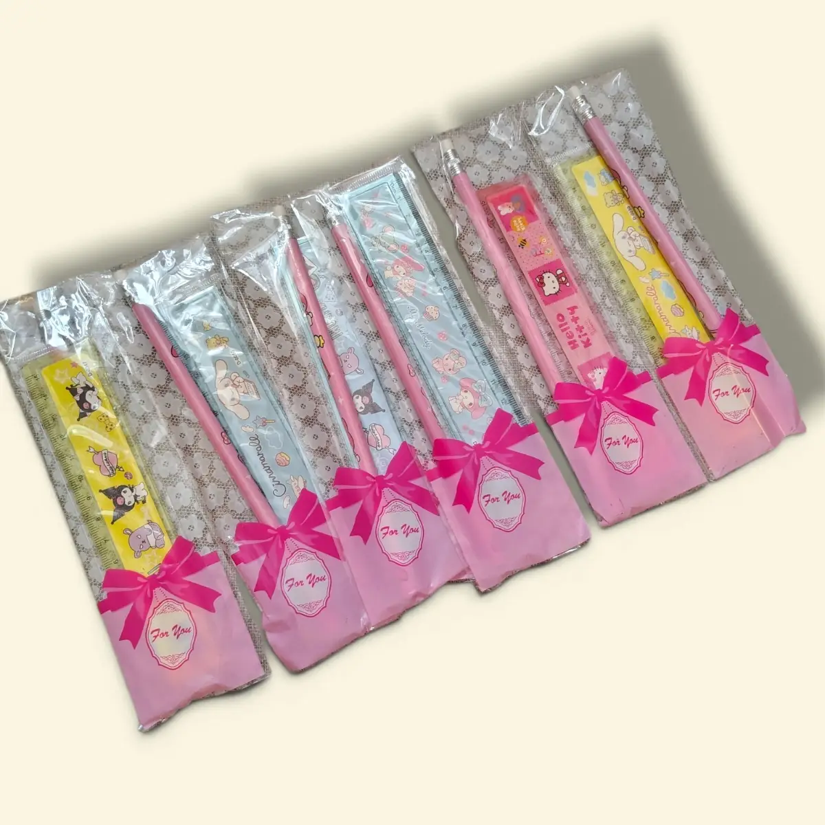 Multi Pack Sanrio Kids Stationery Set - 6 Unused Party Favors Rulers & Pencils