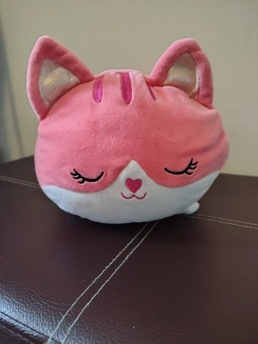 Pink Tabby Cat Long Bolero Stuffed Animal Cushion Sleeping Teddy