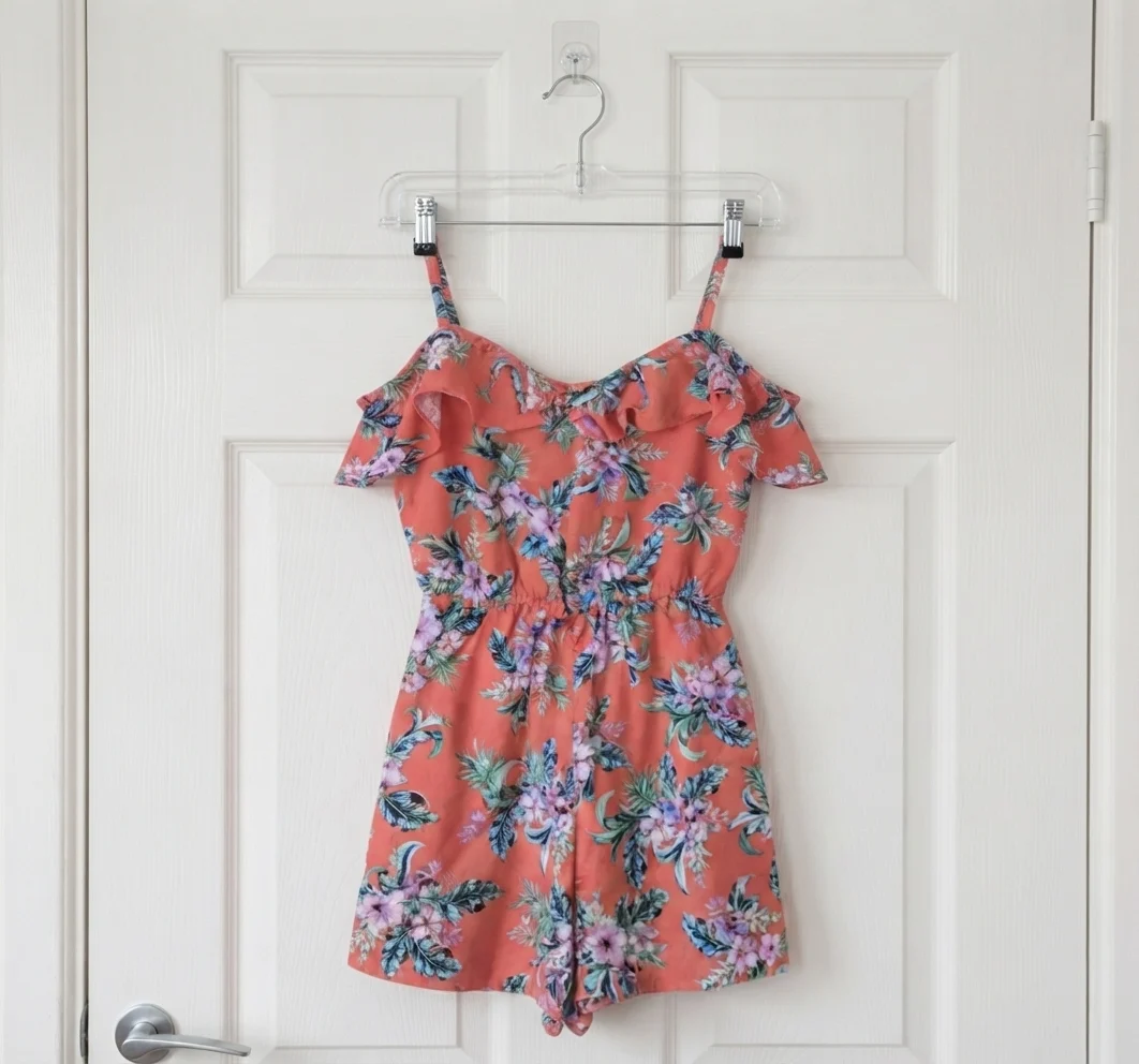 Primark Size 10 Orange Floral Playsuit
