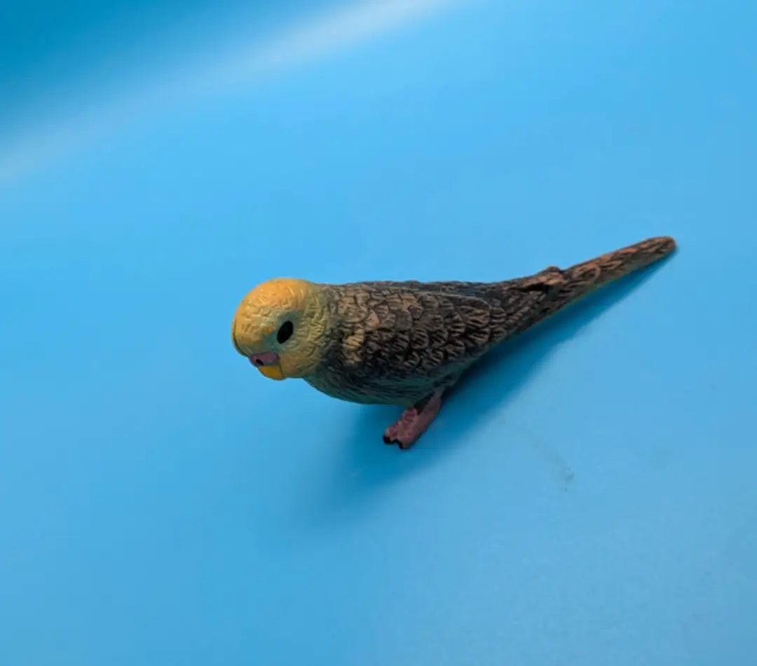 Cute Green Budgie Figurine – New - Solid Plastic Bird Decor - Green Bird